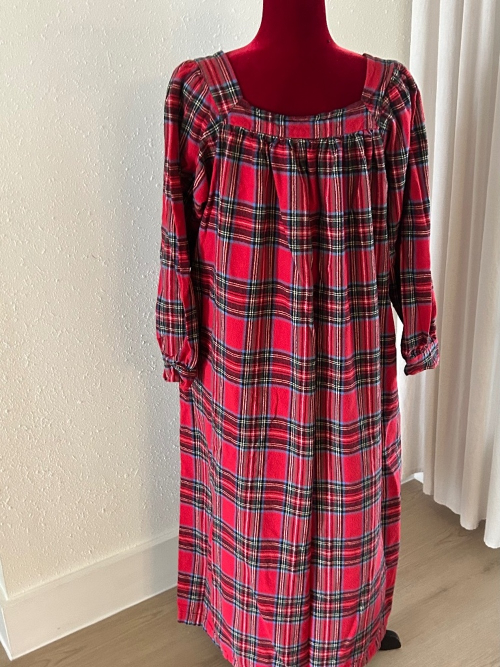 Vintage Vermont Country Store Red Plaid Flannel Dress Womens Medium Cottagecore